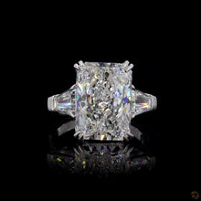 Load image into Gallery viewer, The Regal Ring | 5ct Radiant Cut Lab Diamond | Tapered Baguette Sides | 14k White Gold