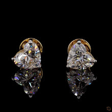 Load image into Gallery viewer, Heart Cut Lab Diamond Stud Earrings — 2.00ctw in 14k Gold