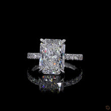 Load image into Gallery viewer, The Isadora Ring | 3ct Radiant Lab Diamond | Pavé Band | 14k White Gold