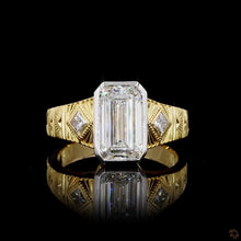 Load image into Gallery viewer, The Vivienne Ring — 3.00ct Emerald Cut Antique Design