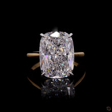 Load image into Gallery viewer, The Elara Ring | 5ct Cushion Cut Lab Diamond | Solitaire | Hidden Halo | 14k Gold