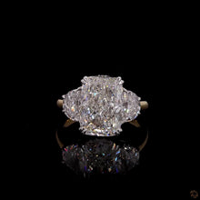 Load image into Gallery viewer, The Lucienne Ring | 3ct Elongated Cushion Cut Lab Diamond | Half Moon Accents | 14k Gold
