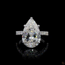 Load image into Gallery viewer, The Penelope Ring | 4ct Pear Cut Lab Diamond | Pavé Band | 14k White Gold