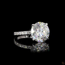 Load image into Gallery viewer, The Empress Ring | 5ct Round Brilliant Lab Diamond | Full Pavé Band | Hidden Halo | Platinum