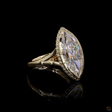Load image into Gallery viewer, The Dorothy Ring | 4ct Marquise Cut Lab Diamond | Hidden Halo | Twisted Band | 14k Yellow Gold