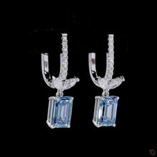 Load image into Gallery viewer, Blue Emerald & Marquise Lab Diamond Drop Earrings in 14k Gold