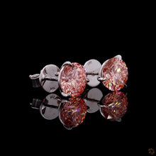 Load image into Gallery viewer, Pink Lab Diamond Stud Earrings — 2.00ctw in 14k White Gold