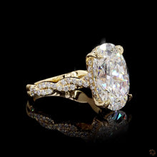 Load image into Gallery viewer, The Arabella Ring | 5ct Oval Lab Diamond | Hidden Halo | Twisted Pavé Band | 14k Yellow Gold