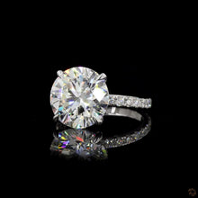 Load image into Gallery viewer, The Empress Ring | 5ct Round Brilliant Lab Diamond | Full Pavé Band | Hidden Halo | Platinum
