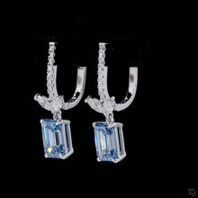Load image into Gallery viewer, Blue Emerald & Marquise Lab Diamond Drop Earrings in 14k Gold