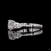Load image into Gallery viewer, The Clara Ring — 1.50ct Round with Pear Accents Three-Stone