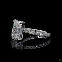 Load image into Gallery viewer, The Isadora Ring | 3ct Radiant Lab Diamond | Pavé Band | 14k White Gold