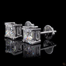 Load image into Gallery viewer, Princess Cut Lab Diamond Stud Earrings — 2.00ctw in 14k Gold