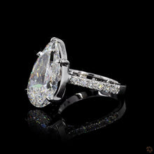 Load image into Gallery viewer, The Penelope Ring | 4ct Pear Cut Lab Diamond | Pavé Band | 14k White Gold