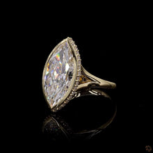 Load image into Gallery viewer, The Dorothy Ring | 4ct Marquise Cut Lab Diamond | Hidden Halo | Twisted Band | 14k Yellow Gold