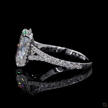Load image into Gallery viewer, The Duchess Ring | 3ct Radiant Cut Lab Diamond | Diamond Halo | Split Pavé Band | 14k White Gold