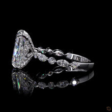 Load image into Gallery viewer, The Odette Ring | 3.70ct Radiant Lab Diamond | Hidden Halo | Marquise & Round Band | 14k White Gold