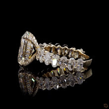 Load image into Gallery viewer, The Celina Ring | 3ct Oval Lab Diamond | Hidden Halo | Oval Accent Band | 14k Yellow Gold