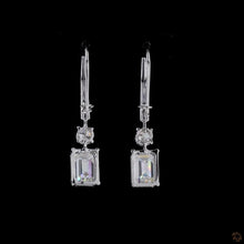 Load image into Gallery viewer, Emerald & Round Lab Diamond Drop Earrings — Pavé in 14k Gold
