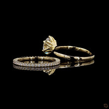 Load image into Gallery viewer, The Rosalie Bridal Set | 2ct Round Lab Diamond | 6-Prong Solitaire + Pavé Eternity Band | 14k Yellow Gold