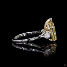 Load image into Gallery viewer, The Mirabel yellow pear lab diamond ring, side profile with pear side stone