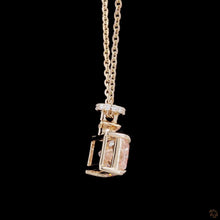 Load image into Gallery viewer, Pink radiant lab diamond pendant in 14k rose gold, profile view
