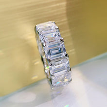 Load image into Gallery viewer, Moissanite Emerald Eternity Wedding Band in Sterling Silver