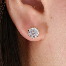 Load image into Gallery viewer, Moissanite 6.5mm Stud Earrings in 14k Yellow Gold