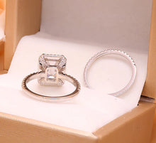 Load image into Gallery viewer, Moissanite 3.00ct Emerald Halo with a 14k Gold Pave Setting