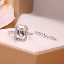 Load image into Gallery viewer, Moissanite 3.00ct Emerald Halo with a 14k Gold Pave Setting