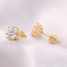 Load image into Gallery viewer, Moissanite 6.5mm Stud Earrings in 14k Yellow Gold