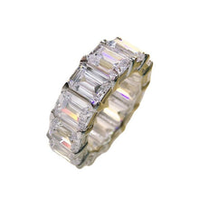 Load image into Gallery viewer, Moissanite Emerald Eternity Wedding Band in Sterling Silver