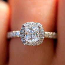 Load image into Gallery viewer, Moissanite Princess Cut Halo Ring Set in 14k Gold