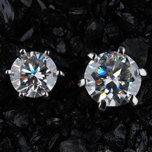 Load image into Gallery viewer, Moissanite Round Six Prong Earrings in Sterling Silver