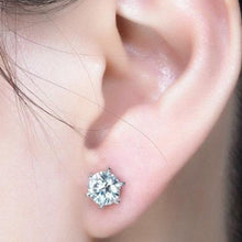 Load image into Gallery viewer, Moissanite Round Six Prong Earrings in Sterling Silver