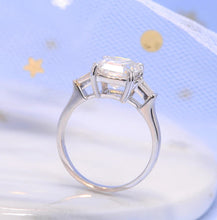 Load image into Gallery viewer, Moissanite 2.0ct Asscher Engagement Ring 2.0ct with Baguette Accents in 14k Gold