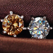 Load image into Gallery viewer, Moissanite Round Six Prong Earrings in Sterling Silver