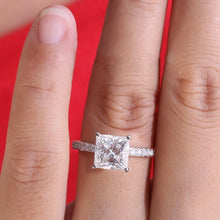 Load image into Gallery viewer, Moissanite 2.00ct Princess Cut Engagement Ring in 14k White Gold