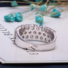 Load image into Gallery viewer, Moissanite 3 Row Half Eternity Ring in 18k Gold Plated Sterling Silver