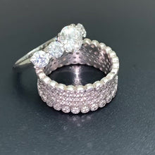 Load and play video in Gallery viewer, Moissanite 2.2ctw 5 Stone Solitaire Ring in 18k White Gold Plated Sterling Silver