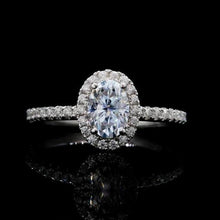Load image into Gallery viewer, Moissanite Oval Pave Cut Ring Set in Sterling Silver or 14k Gold