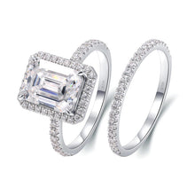 Load image into Gallery viewer, Moissanite 3.00ct Emerald Halo with a 14k Gold Pave Setting