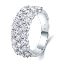 Load image into Gallery viewer, Moissanite 3 Row Half Eternity Ring in 18k Gold Plated Sterling Silver