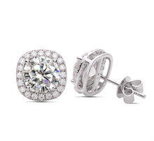 Load image into Gallery viewer, Moissanite 2.00ctw Round Halo Earrings in Sterling Silver
