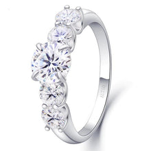 Load image into Gallery viewer, Moissanite 2.2ctw 5 Stone Solitaire Ring in 18k White Gold Plated Sterling Silver