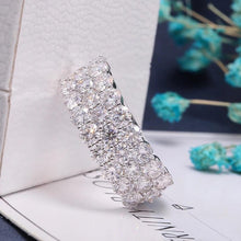 Load image into Gallery viewer, Moissanite 3 Row Half Eternity Ring in 18k Gold Plated Sterling Silver