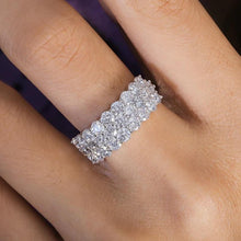 Load image into Gallery viewer, Moissanite 3 Row Half Eternity Ring in 18k Gold Plated Sterling Silver