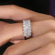 Load image into Gallery viewer, Moissanite 3 Row Half Eternity Ring in 18k Gold Plated Sterling Silver