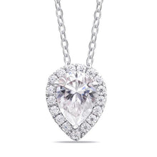 Load image into Gallery viewer, Moissanite Pear Cut Pendant with Necklace in Sterling Silver or Gold
