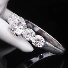Load image into Gallery viewer, Moissanite 2.2ctw 5 Stone Solitaire Ring in 18k White Gold Plated Sterling Silver